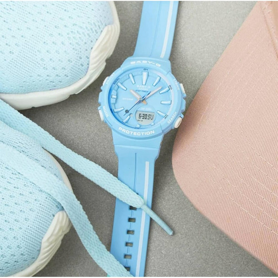 Часы Casio Baby-G Step Tracker BGS-100RT-2A — голубой, пластик