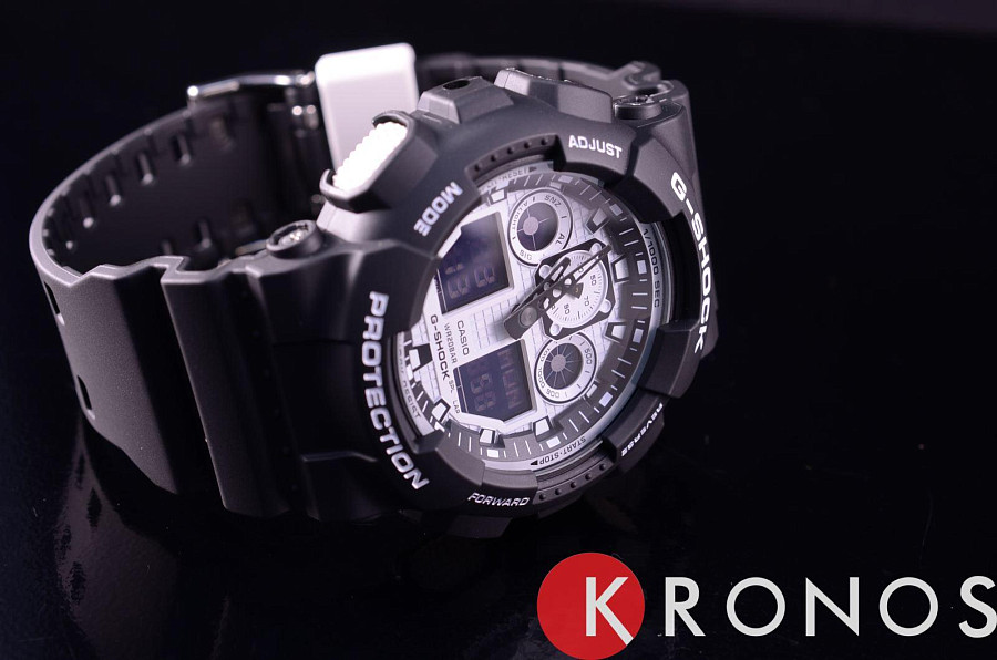 Часы Casio G-Shock GA-100BW-1A — электронные, пластик