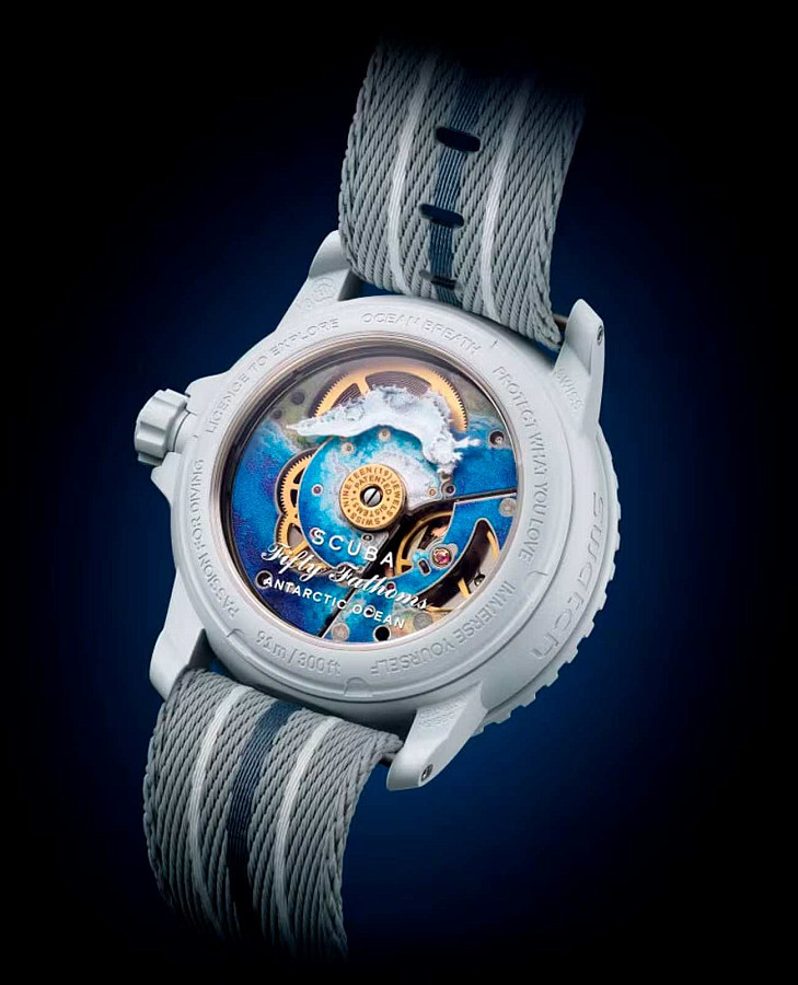 Часы Swatch x Blancpain Antarctic ocean SO35S100 — мужские, нейлон
