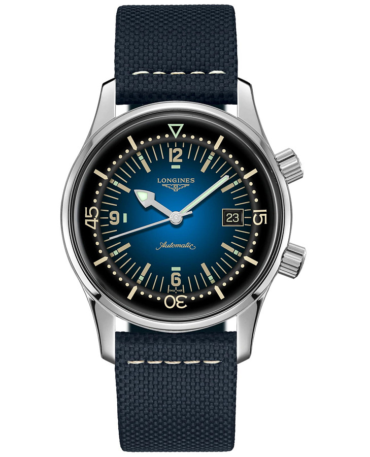 Часы Longines Legend Diver Watch L3.774.4.90.2 — мужские, антрацитовый