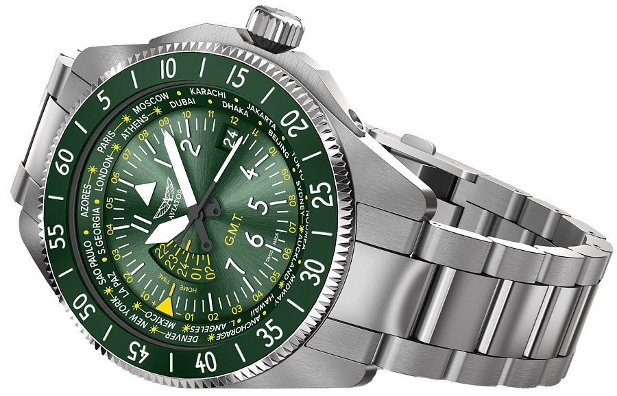 Часы Aviator Airacobra GMT V.1.37.0.309.5 — кварцевые, сталь металл