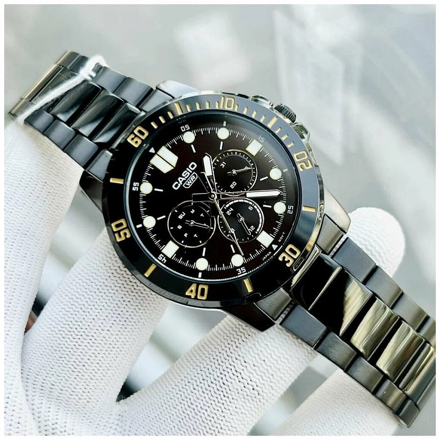 Часы Casio Collection MTP-VD300B-5E — мужские, нержавеющая сталь с ip-покрытием