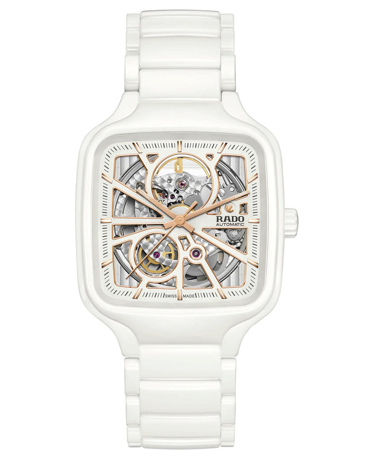 Часы Rado True Square Automatic Open Heart R27073012 — мужские, белый