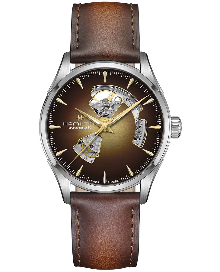 Часы Hamilton Jazzmaster Open Heart Auto H32705501 — мужские, коричневый