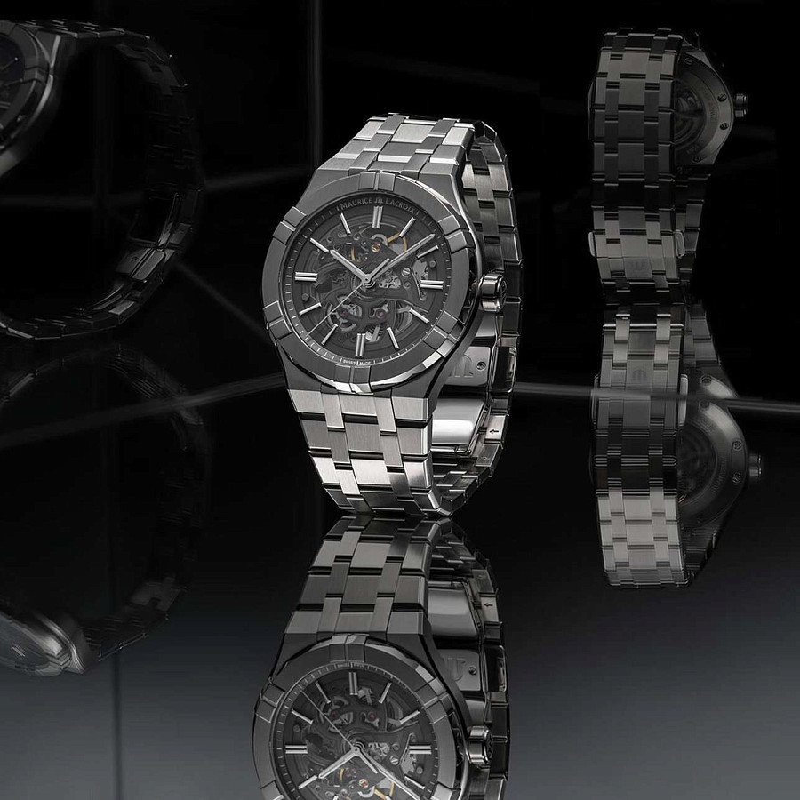 Часы Maurice Lacroix Aikon Automatic Skeleton AI6008-SS002-030-1 — мужские, нержавеющая сталь