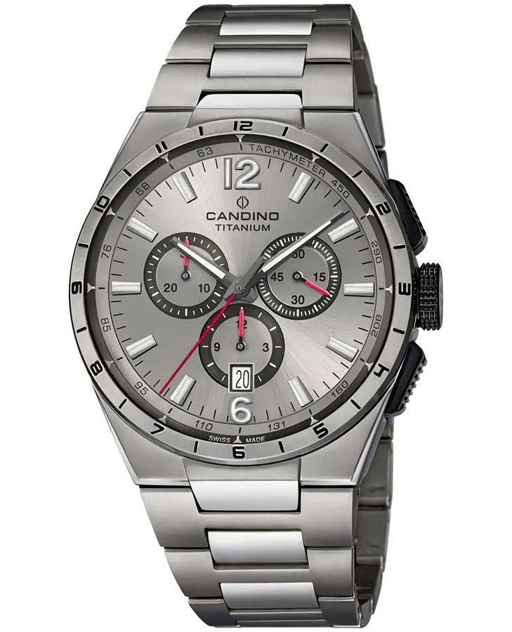 Часы Candino Titanium Chrono C4603/G — мужские, серебристый
