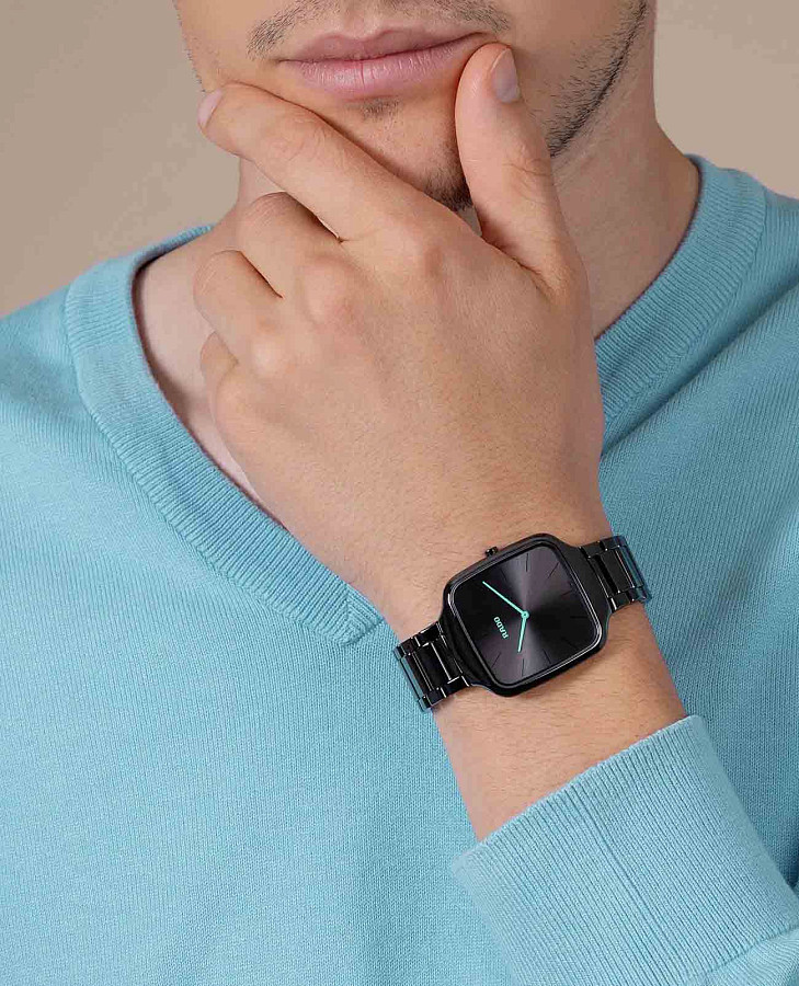 Часы Rado True Square Thinline x Les Couleurs Le Corbusier R27054152 — высокотехнологичная керамика + титан, мужские