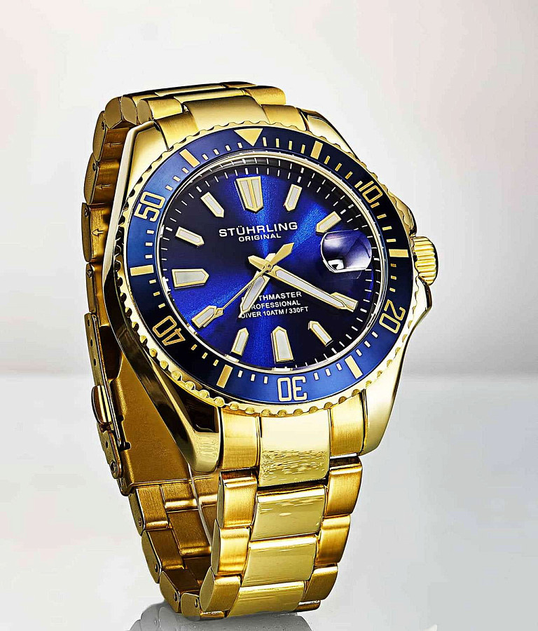 Часы Stuhrling Aquadiver 3950A.8 — мужские, нержавеющая сталь с pvd-покрытием