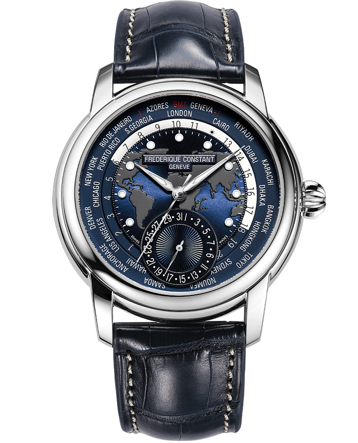 Часы Frederique Constant Worldtimer Manufacture FC-718NWM4H6 — мужские, синий