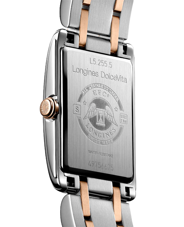 Часы Longines DolceVita L5.255.5.87.7 — женские, нержавеющая сталь и 18 каратное розовое золото
