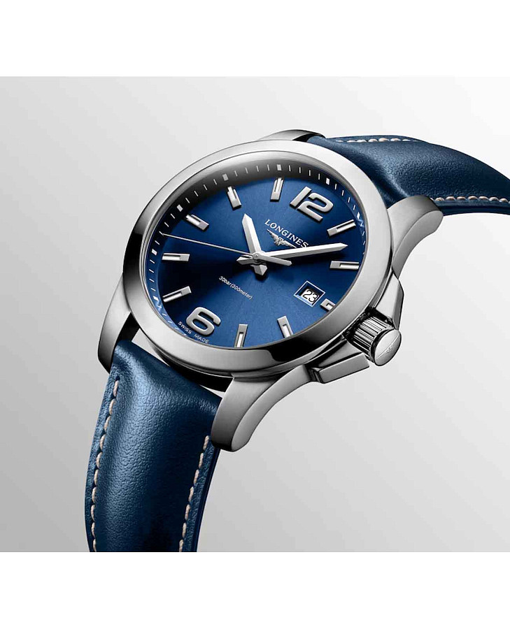 Часы Longines Conquest L3.759.4.96.0 — мужские, кожаный