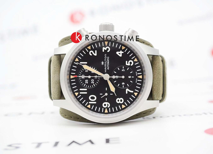 Часы Hamilton Khaki Field Automatic Chronograph H71706830 — механические, сталь металл
