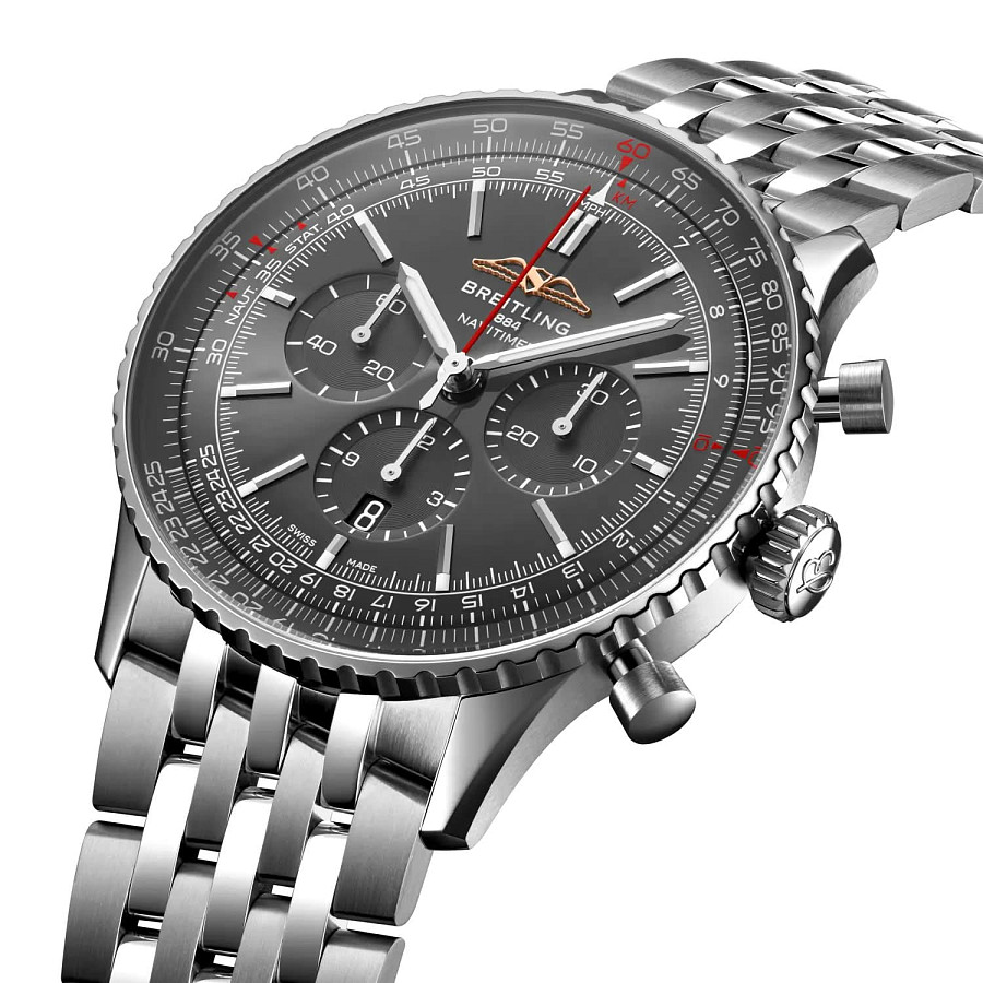 Часы Breitling Navitimer B01 Chronograph 46 AB01376A1B1A1 — механические, металл сталь