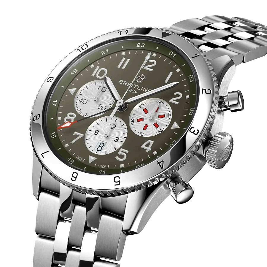 Часы Breitling Classic AVI Super AVI B04 Chronograph GMT 46 AB04452A1L1A1 — механические, металл сталь