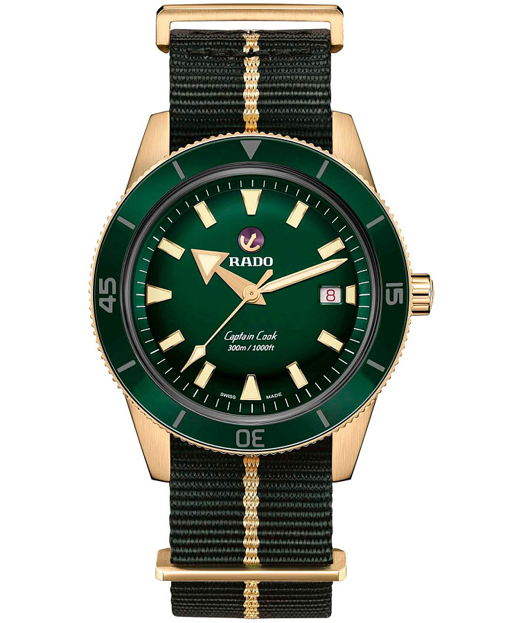 Часы Rado Captain Cook Automatic Bronze R32504317 — мужские, зеленый