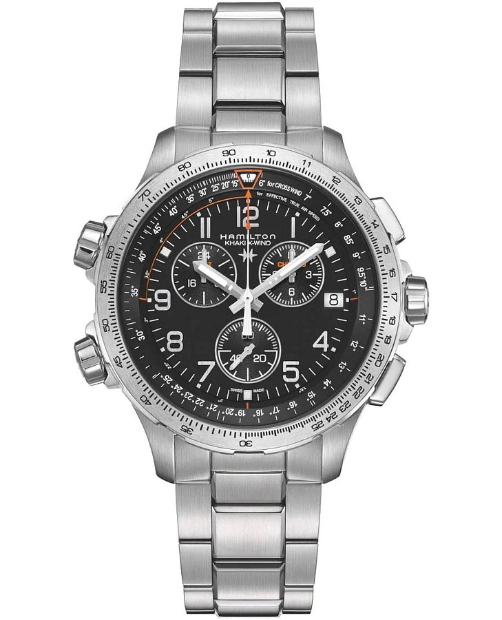 Часы Hamilton Khaki Aviation X-Wind GMT Chrono Quartz H77912135 — мужские, черный