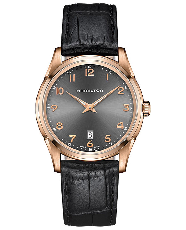 Часы Hamilton Jazzmaster Thinline Quartz H38541783 — мужские, антрацитовый