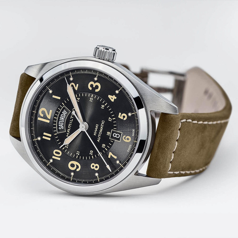 Часы Hamilton Khaki Field Day Date H70505833 — черный, сталь металл