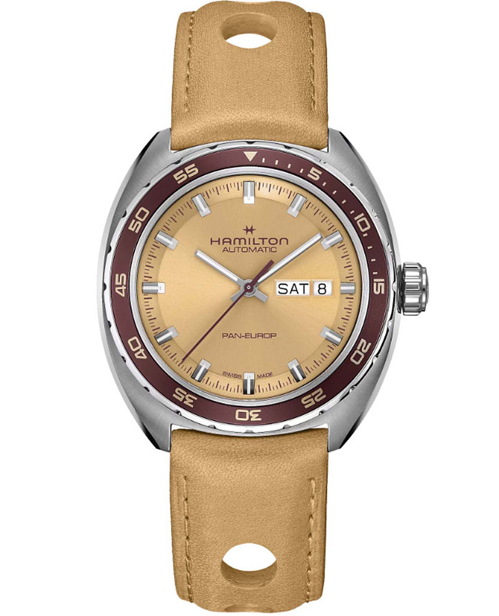 Часы Hamilton American Classic Pan Europ Day Date Auto H35435820 — мужские, бежевый