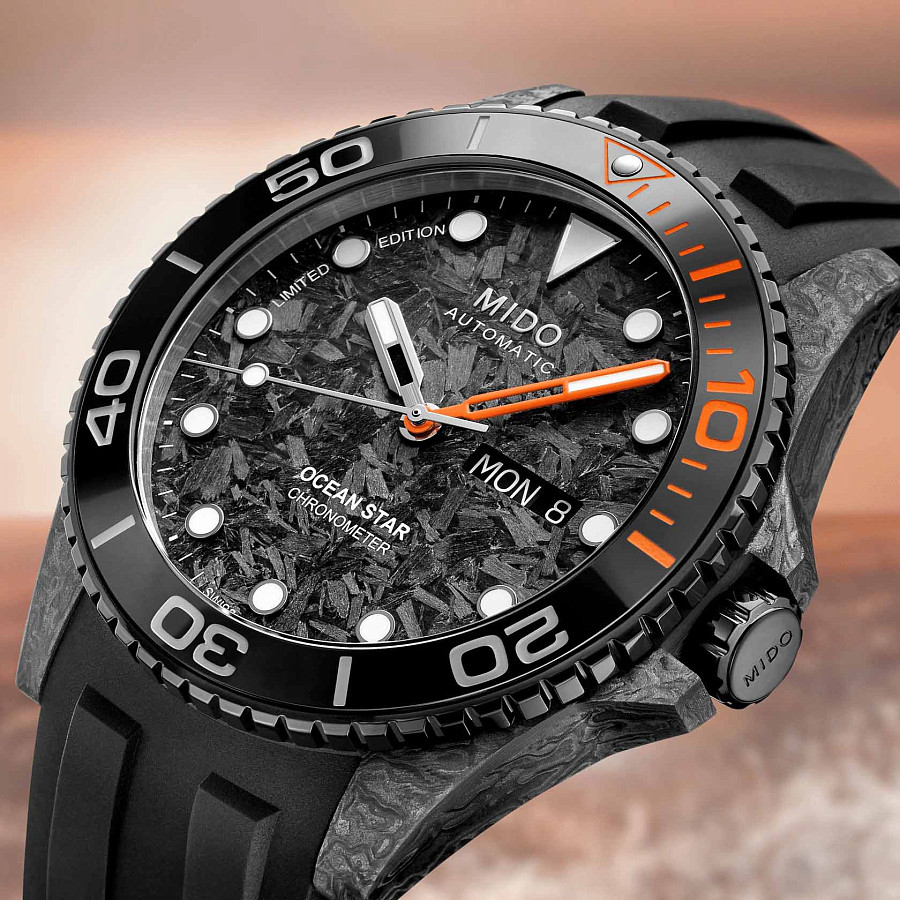 Часы Mido Ocean Star 200C Carbon Limited Edition M042.431.77.081.00 — мужские, тканевый