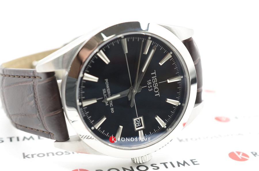 Часы Tissot Gentleman Powermatic 80 Silicium T127.407.16.051.01 — мужские, кожаный
