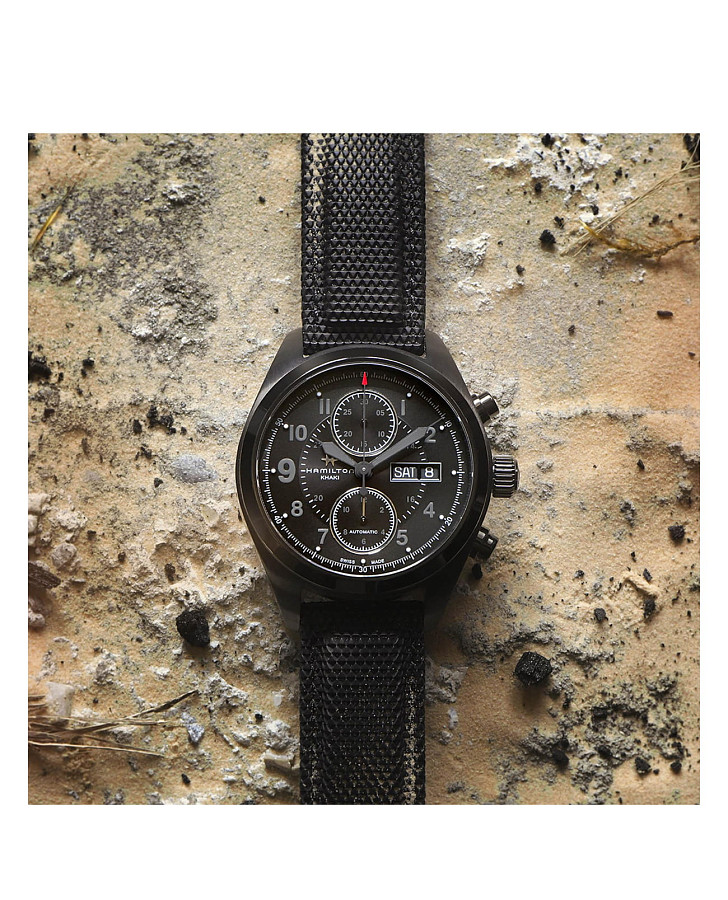 Часы Hamilton Khaki Field Auto Chrono H71626735 — мужские, каучук