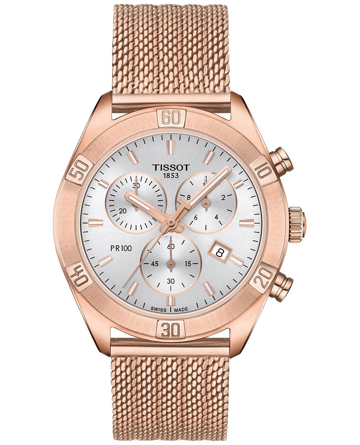 Часы Tissot PR 100 Sport Chic Chronograph T101.917.33.031.00 — женские, серебристый